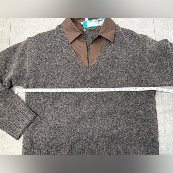 NWT Women’s Lucy Paris V Neck Mock Collar Espresso Brown Medium $134 - Picture 5 of 6